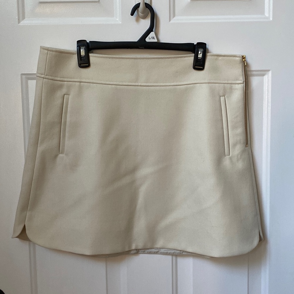 J. Crew Lined Wool Skirt in Cream